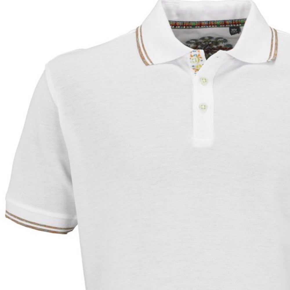 ROBERT GRAHAM White Short Sleeve Polo, M